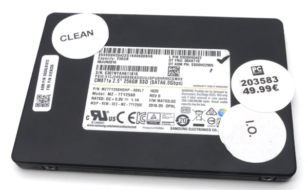 Samsung SSD, 256 GB, 2,5 Zoll, SATA, gebraucht